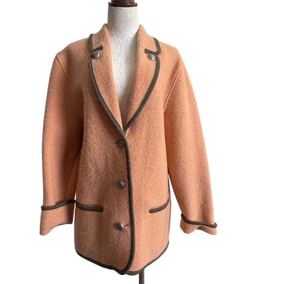 Vintage Wool LodenFrey München Blazer Peach Trimmed Alpine Jacket Scandi Girl - Picture 2 of 13